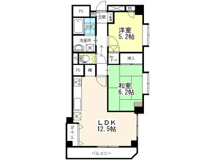 イルニード マンション(2LDK/2階)の間取り写真