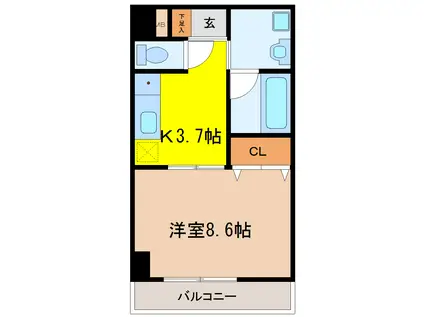 メズューセラ五橋(1K/3階)の間取り写真