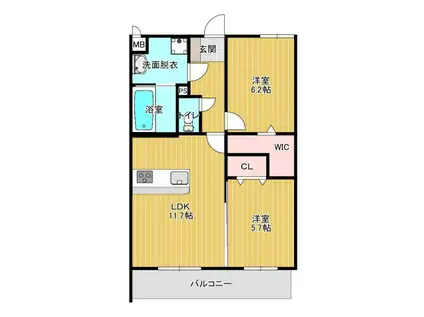 M S SUITE(2LDK/1階)の間取り写真