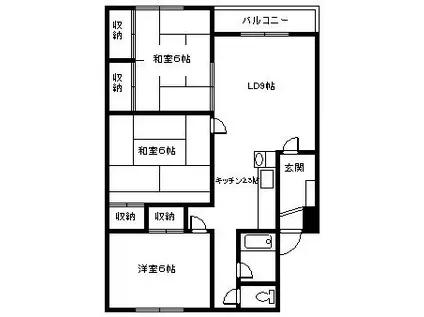サンハイツB(3LDK/4階)の間取り写真