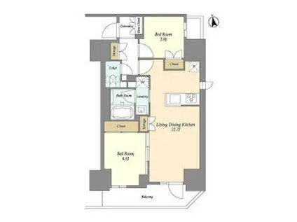 グランカーサ船堀II(2LDK/12階)の間取り写真