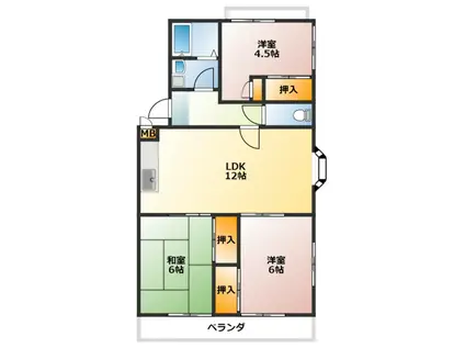 メゾンファミーユ(3LDK/3階)の間取り写真