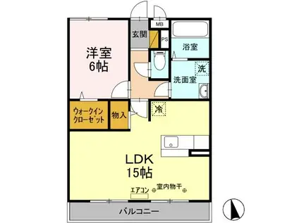 アリオンA(1LDK/2階)の間取り写真