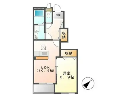 グレイスヴィラ ヒダカII(1LDK/1階)の間取り写真