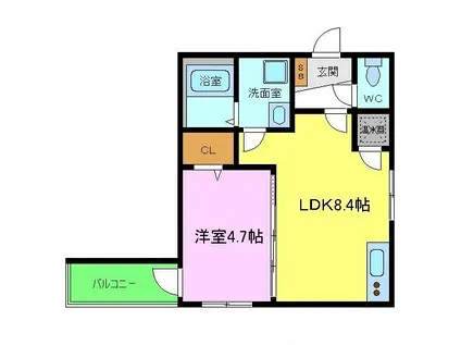 F ASECIA ALTA(1LDK/1階)の間取り写真