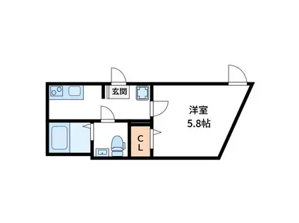 PARK AVENUE 城北中央公園(1K/2階)の間取り写真