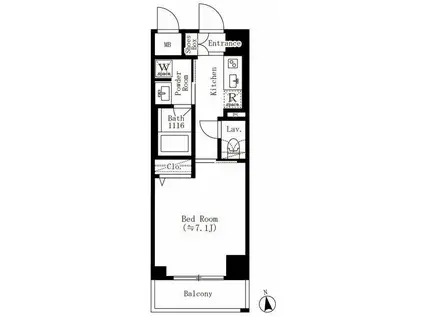 クレアティフ文京江戸川橋(1K/4階)の間取り写真