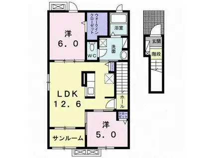 エクラ21(2LDK/2階)の間取り写真