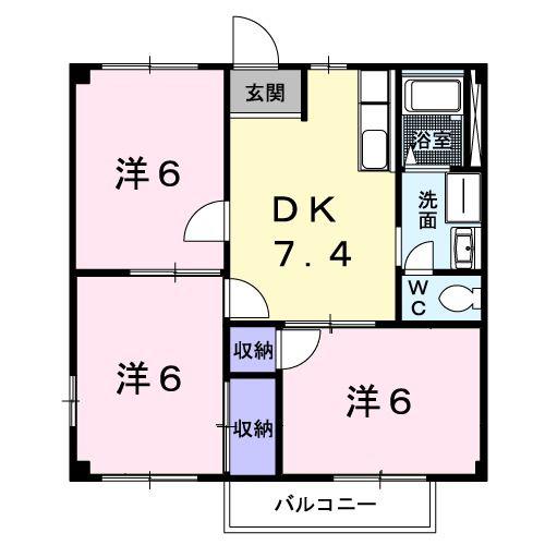 もりやまハイツ(3DK/1階)の間取り写真