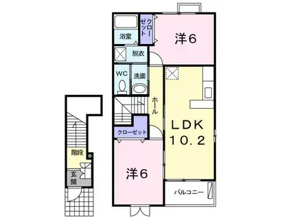 クレドールB(2LDK/2階)の間取り写真