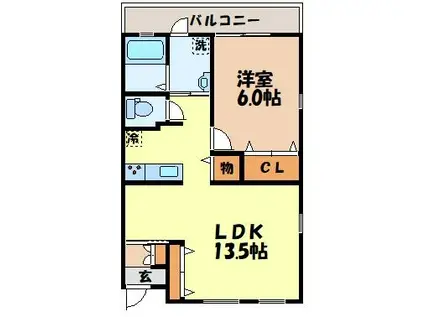 アンジュールB(1LDK/2階)の間取り写真