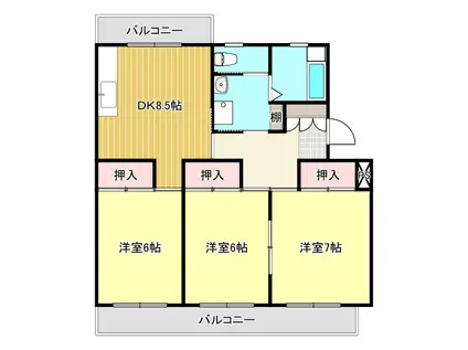エルワンマンション(3DK/2階)の間取り写真