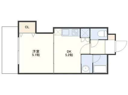 メディカルモール元船(1DK/9階)の間取り写真