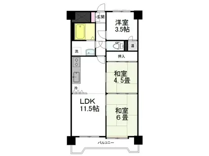 ライオンズプラザ台の原A棟(3LDK/3階)の間取り写真