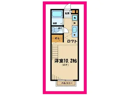 OCTET BEE(ワンルーム/2階)の間取り写真