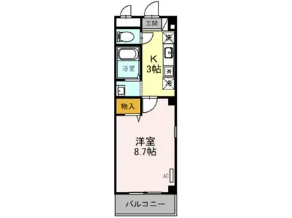 グラン・ボヌール(1K/6階)の間取り写真