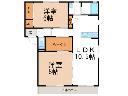 インサイド・トレリスA(2LDK/1階)の間取り写真