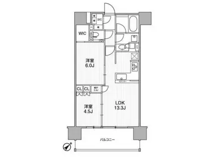 ディームス渋谷本町(2SLDK/7階)の間取り写真