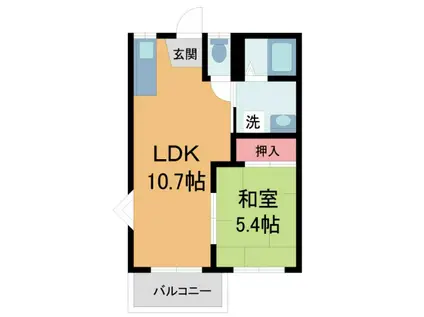 セキスイオークハイツ(1LDK/2階)の間取り写真