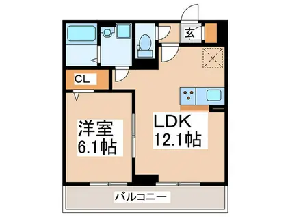 D PAINA鴨居(1LDK/3階)の間取り写真
