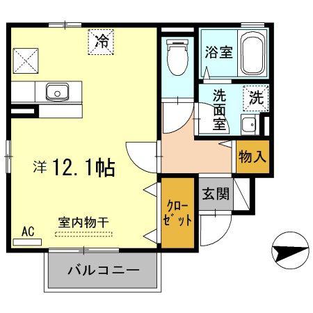 セジュールさくらDG(ワンルーム/1階)の間取り写真