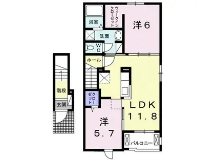 セレーブル浅江(2LDK/2階)の間取り写真