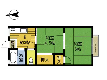 パナハイツ田尻(2K/2階)の間取り写真