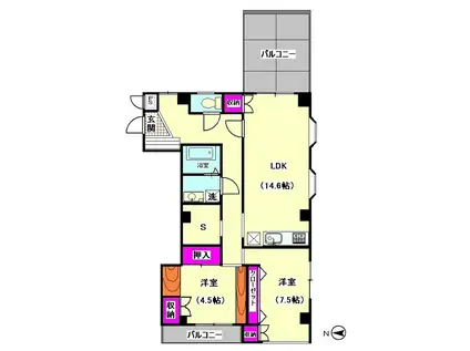 フルールフラグランス(2SLDK/2階)の間取り写真