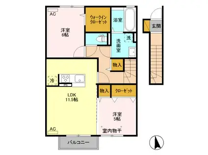 スペチアーレ II(2LDK/2階)の間取り写真