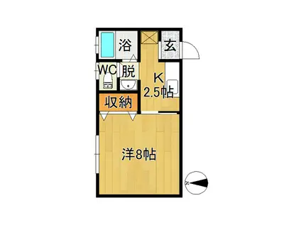 ミーツホイザァ城東B(1K/2階)の間取り写真