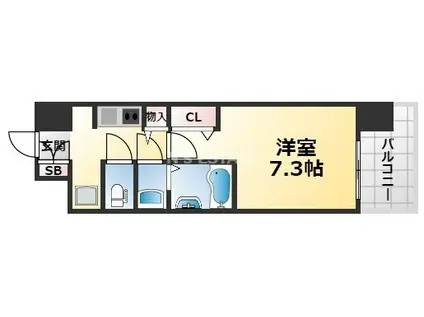 W-STYLE神戸II(1K/2階)の間取り写真