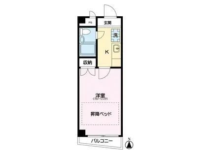 シェソワウィンII(1K/3階)の間取り写真