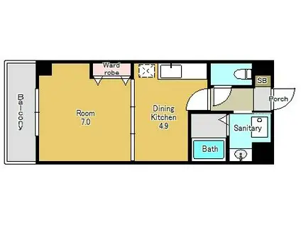 コープ美山II(1DK/5階)の間取り写真