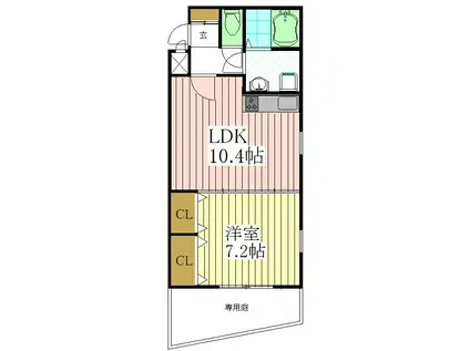 AIRE FRESCO(1LDK/1階)の間取り写真