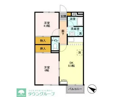 フラットI(2DK/2階)の間取り写真