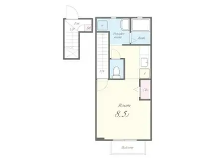 ユニベール神戸(1K/2階)の間取り写真