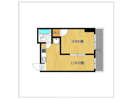 明日香ビル(1LDK/3階)の間取り写真