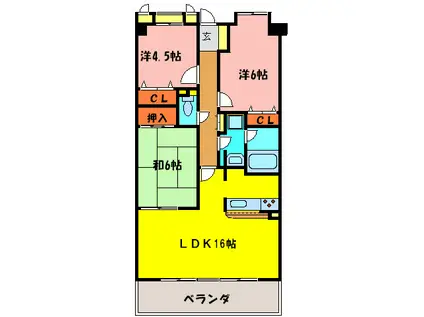レジオン川西多田(3LDK/8階)の間取り写真