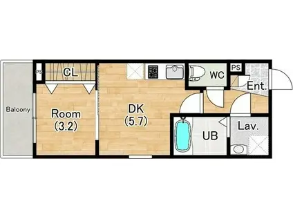 アストラ キシベ(1DK/1階)の間取り写真