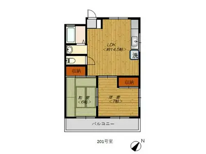 ならしの.COM(2LDK/2階)の間取り写真