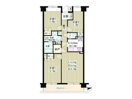 ラヴィーン等々力(3LDK/1階)の間取り写真