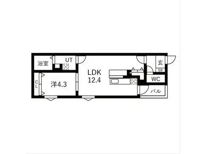 BC生駒C(1LDK/1階)の間取り写真