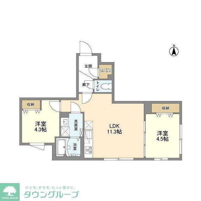 ウェルスクエア中野坂上(2LDK/1階)の間取り写真