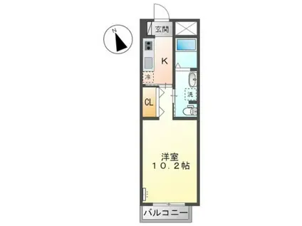 リジエール舟入南(1K/2階)の間取り写真