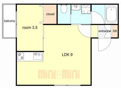 シャルム魚住(1LDK/1階)の間取り写真