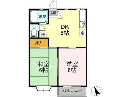 グレースハイム(2DK/1階)の間取り写真