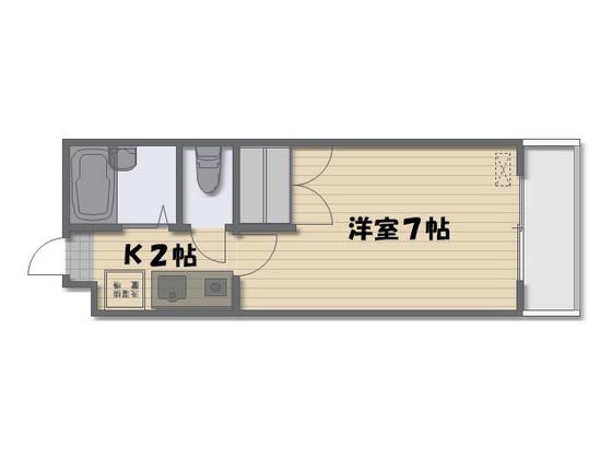 サンライズ三宅III(1K/4階)の間取り写真
