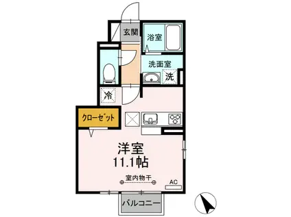 クレール(ワンルーム/1階)の間取り写真