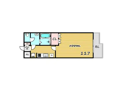 エルシオンI(1K/2階)の間取り写真