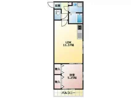 ミリアビタ飯山満II(1LDK/1階)の間取り写真
